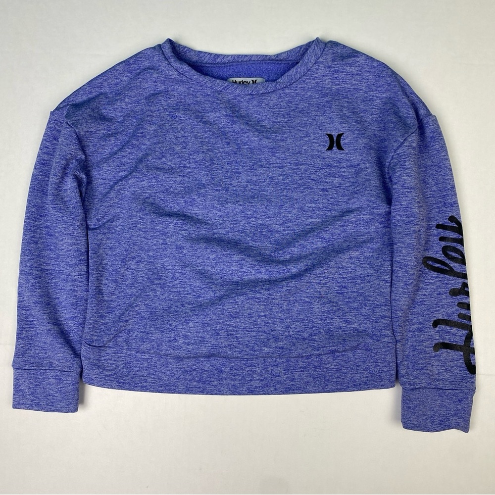 Hurley Women’s Medium Sweatshirt Cropped Blue Heather Logo Polyester Cotton